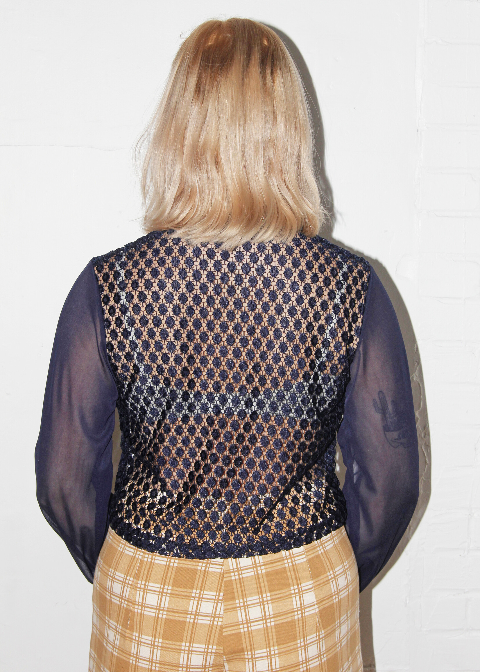 Studio Citizen Studio Citizen Fitted Top in Navy Lace and Mesh