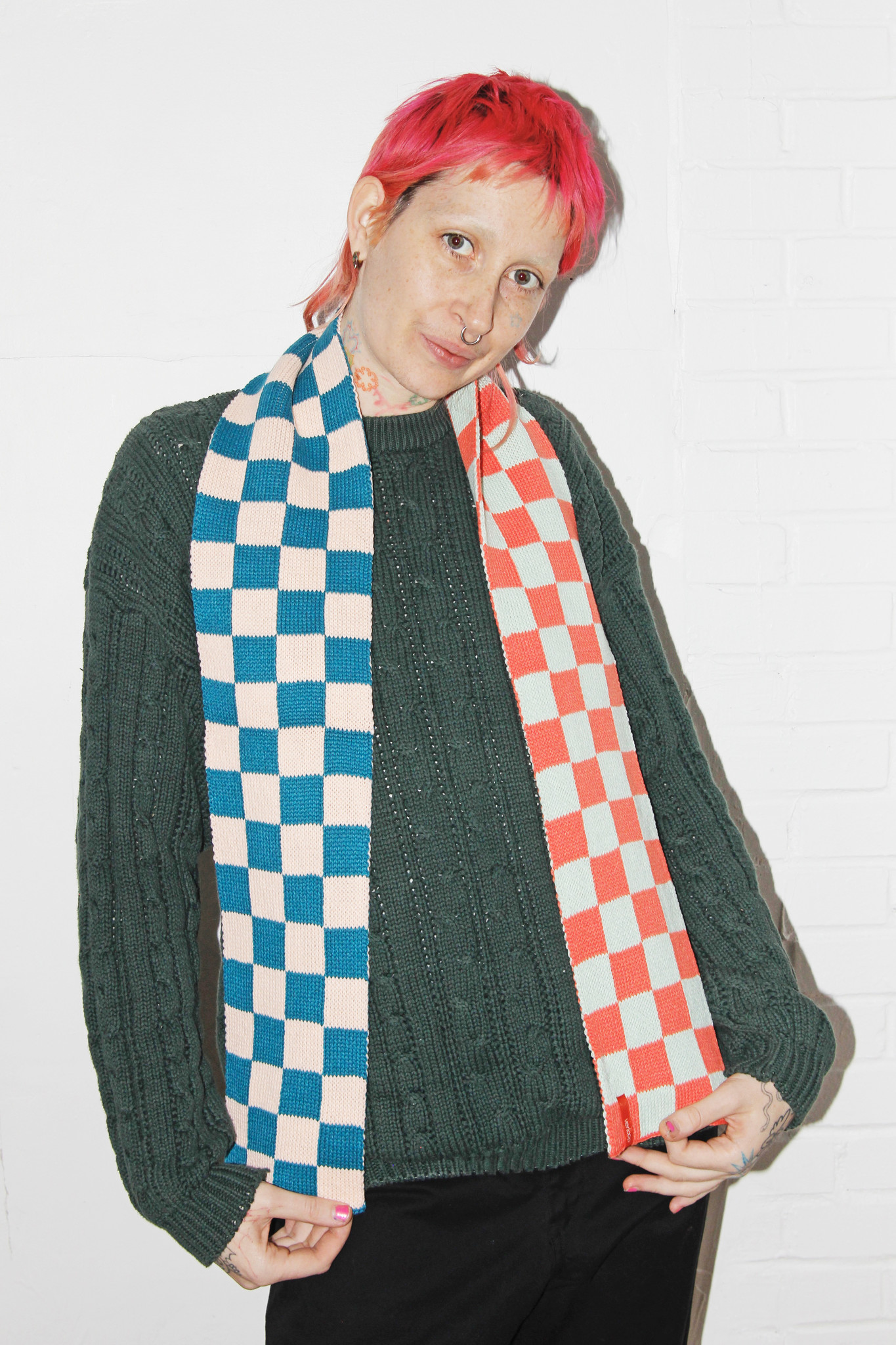 Verloop Knits Checkerboard Knit Mini Scarf