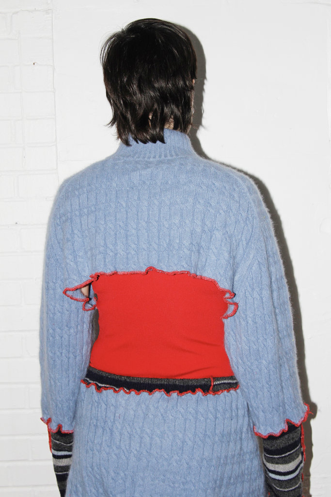 Studio Citizen Upcycled Knit Shrug in Blue and Red (M/L/XL)