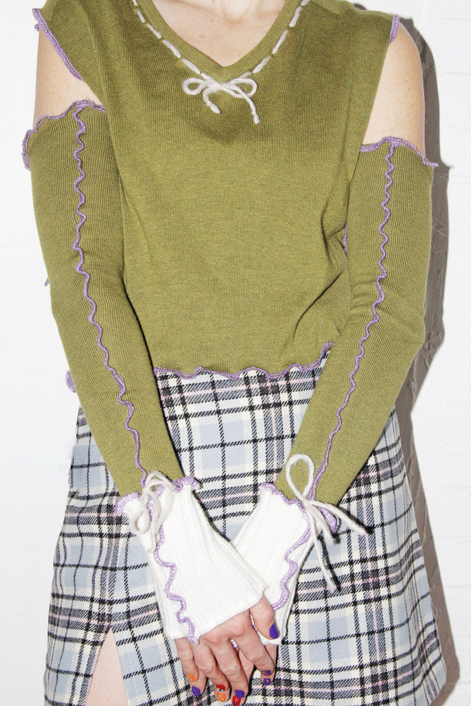 Studio Citizen Upcycled Knit Sleeves in Lime Green and Purple