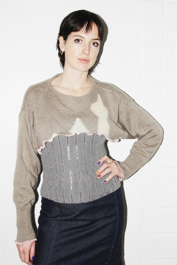 Studio Citizen Upcycled Knit Shrug in Cream and Pink (M/L)