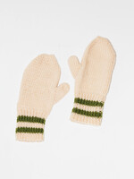 Vintage Apricot and Green Knit Mittens