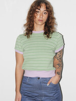 Studio Citizen 70s Rib T-shirt in Green and White Stripe. Available at our Mile End shop Email to order