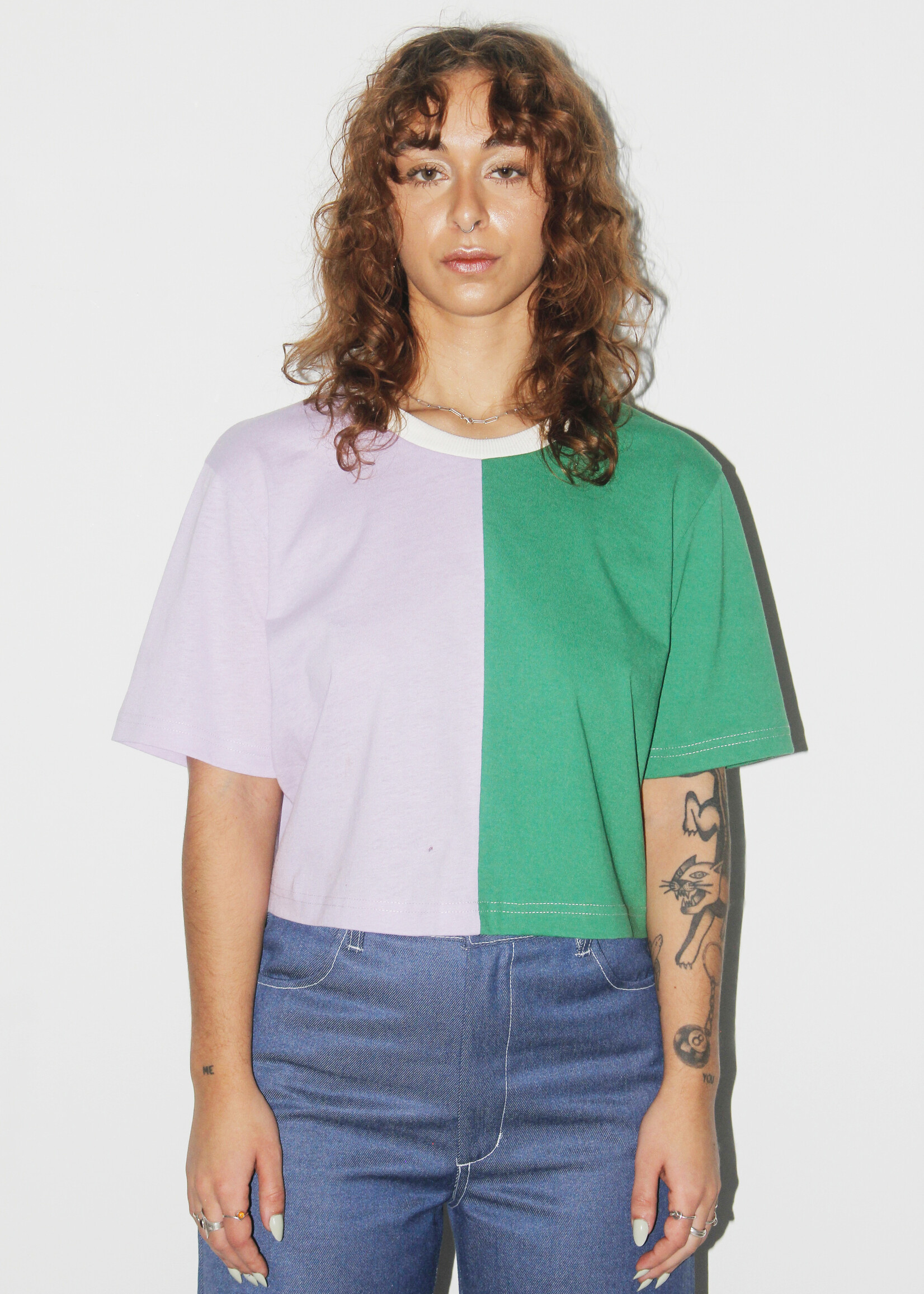 Studio Citizen Studio Citizen Boxy Tee in Purple and Green Color Block