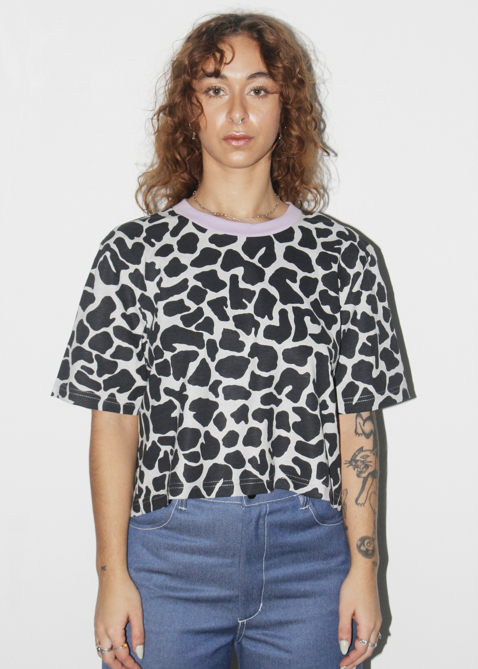 Studio Citizen Studio Citizen Boxy Tee in Black and White Cow Print