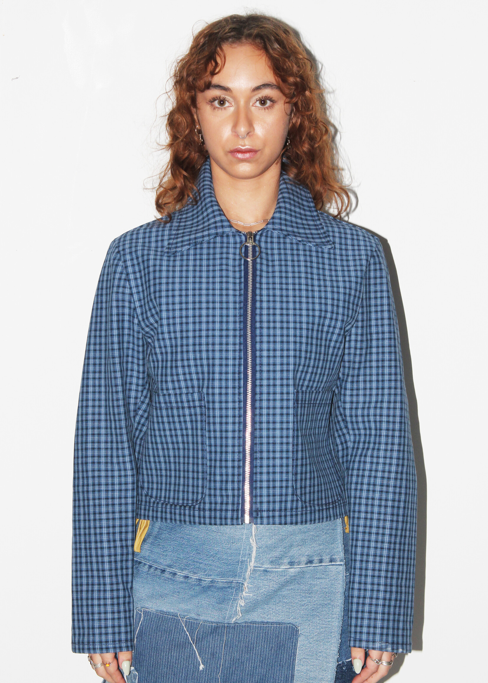 Studio Citizen Studio Citizen Zipper Jacket in Blue Plaid