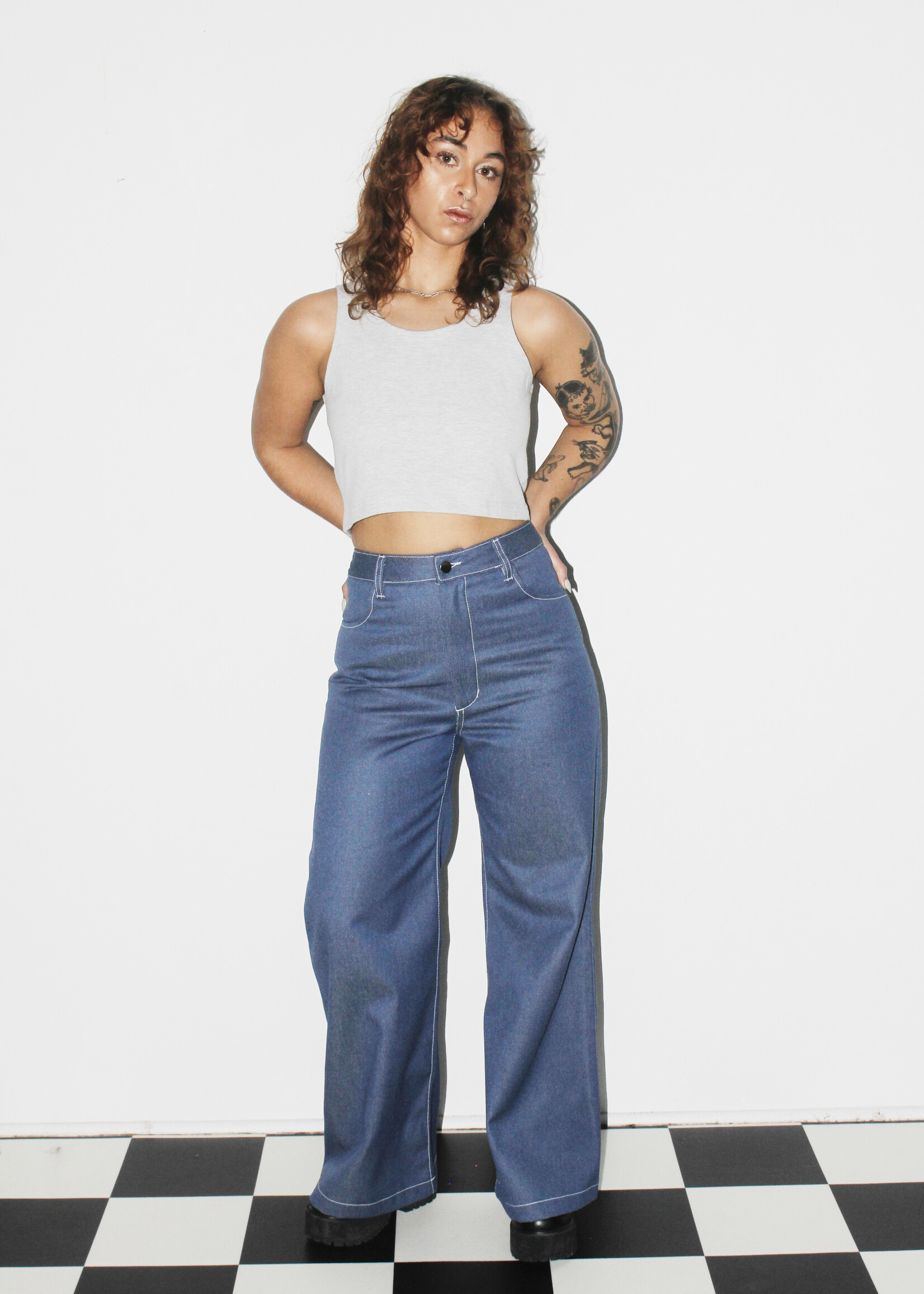 Studio Citizen Studio Citizen Wide Leg Jeans in Mid Wash Denim