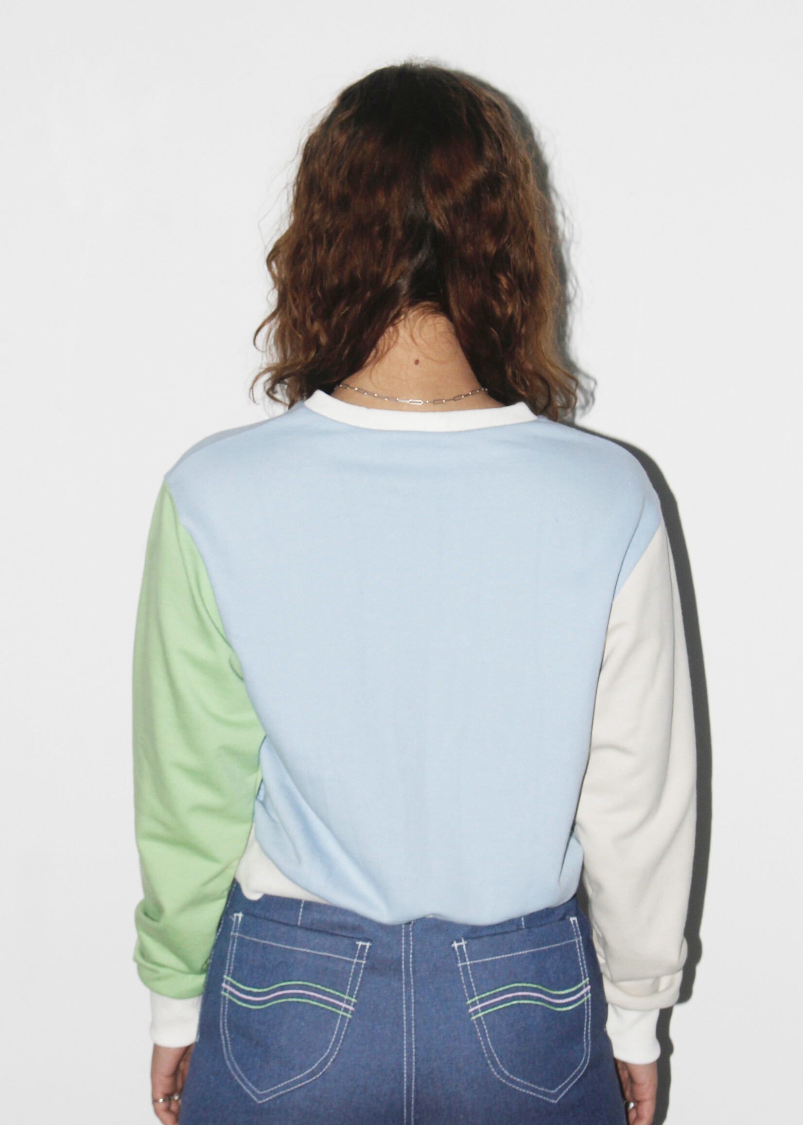 Studio Citizen Studio Citizen Crewneck Sweatshirt in Blue, Green and Cream Color Block