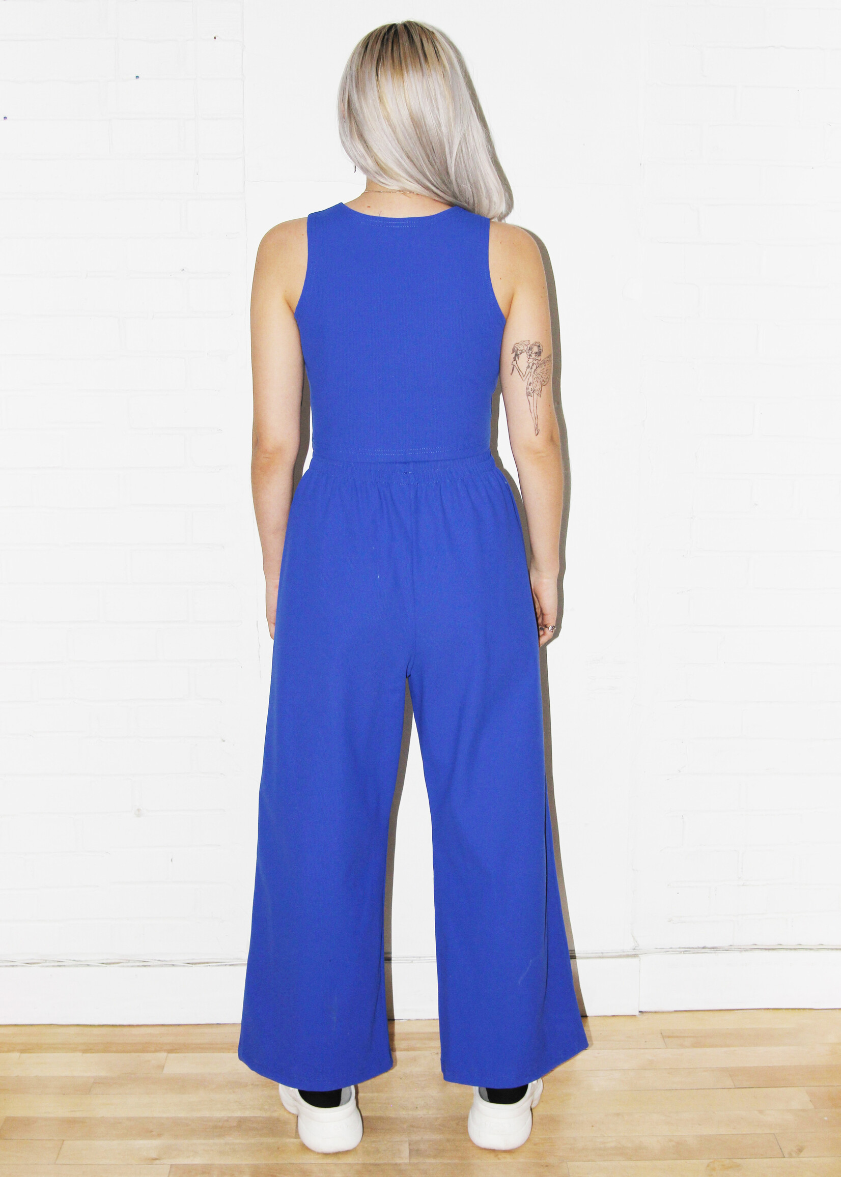 Studio Citizen Relaxed Fit Drawstring Pants in Ribbed Royal Blue - CITIZEN  VINTAGE