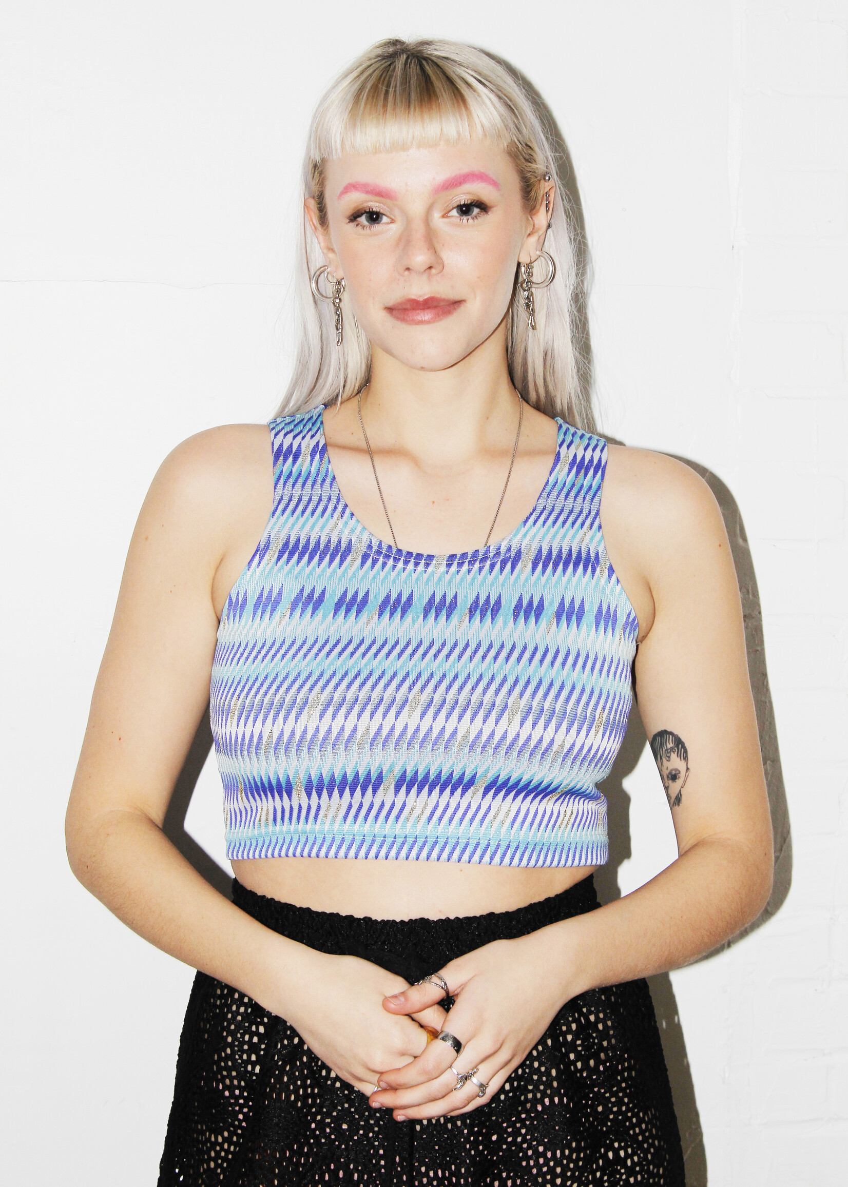 Studio Citizen Studio Citizen Stretchy Tank Top in Blue Sparkly Diamond Print