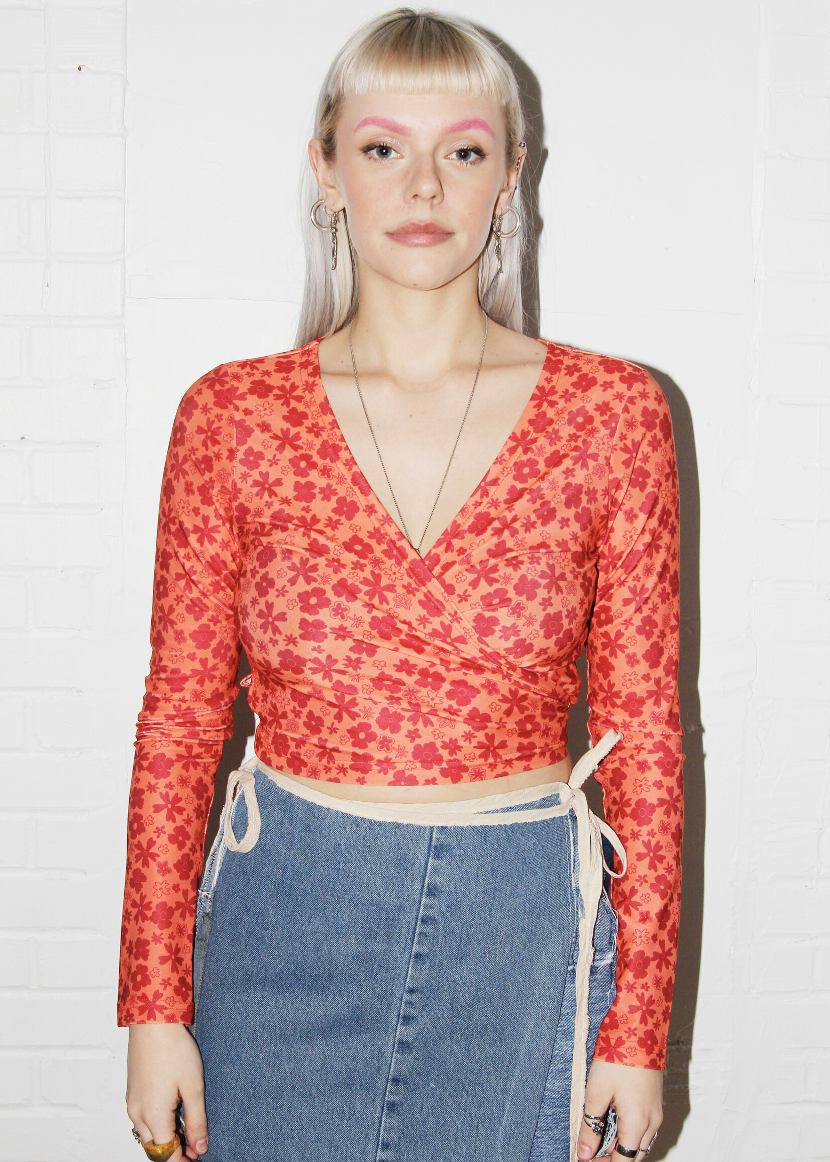 Studio Citizen Studio Citizen Wrap Top in Orange Flower Print