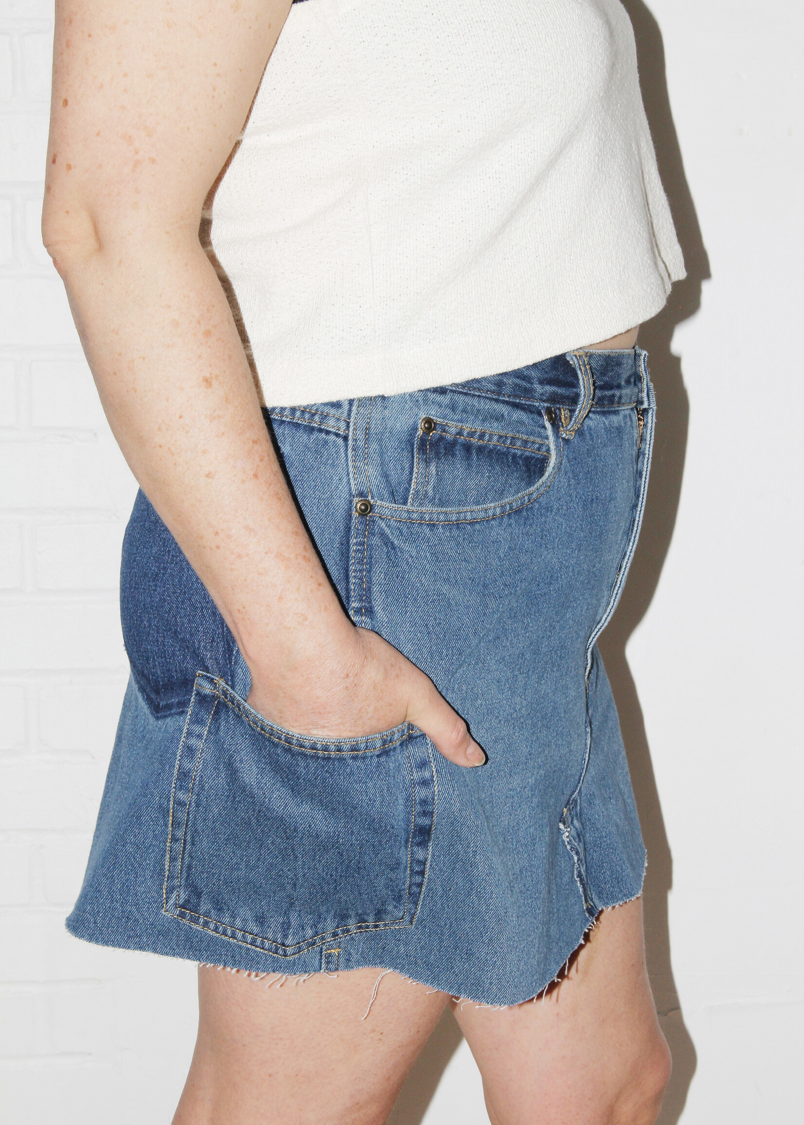 Studio Citizen Upcycled Mini Denim Skirt (#4) - Size 35"-36"