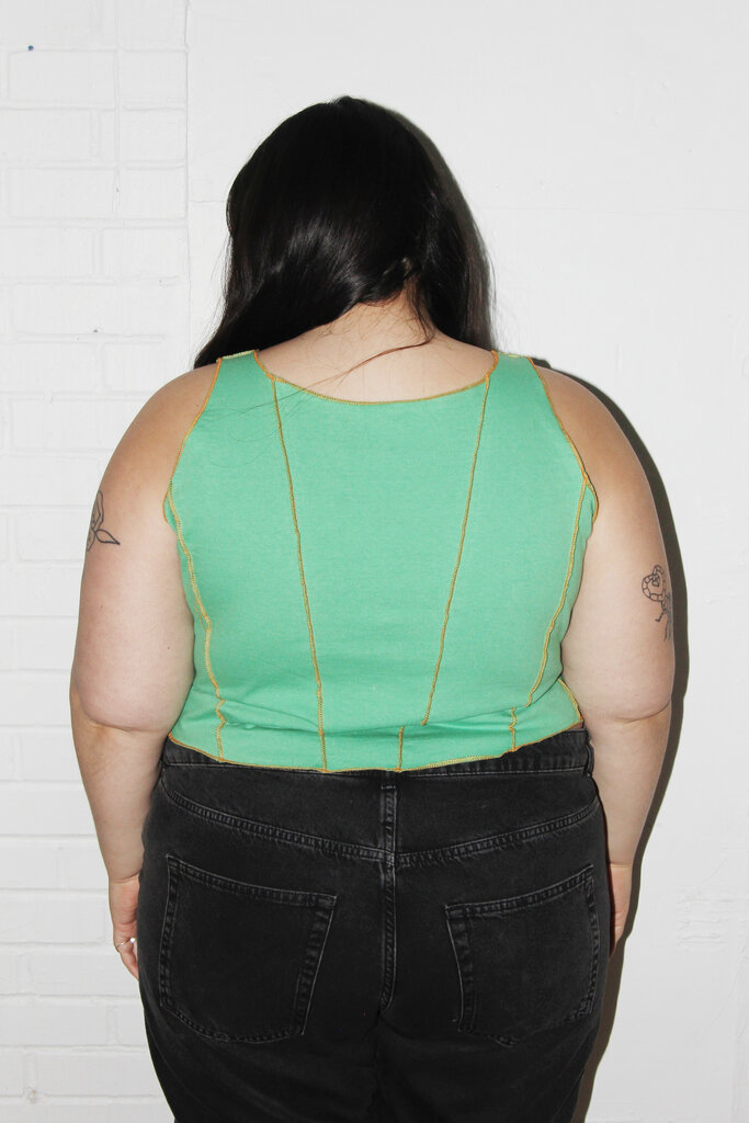 Studio Citizen Upcycled Tank Top (#9) - Green and Orange, Size XXL