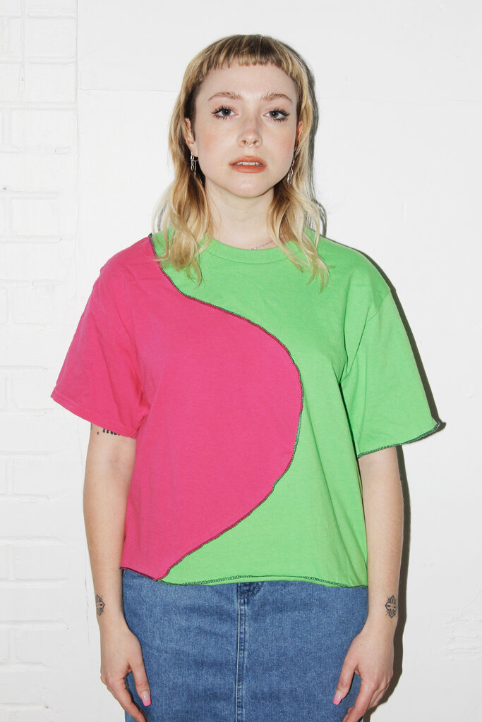 Studio Citizen Upcycled T-shirt (#2) Pink & Green, Size M