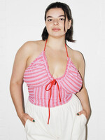 Studio Citizen Upcycled Tie-Back Halter Top in Pink and Purple Stripes