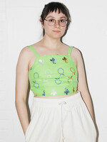 Studio Citizen Tie-Back Top in  Green with Laurel Embroidery