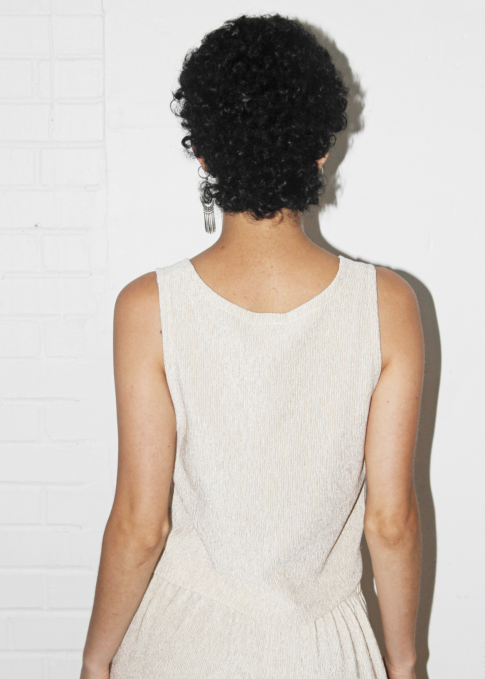 Studio Citizen Studio Citizen Vest Tank Top in Champagne Plisse