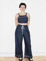 Studio Citizen Relaxed Fit Drawstring Pant in Denim Embroidery