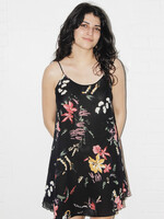 Vintage Black Sheer Floral Dress - M