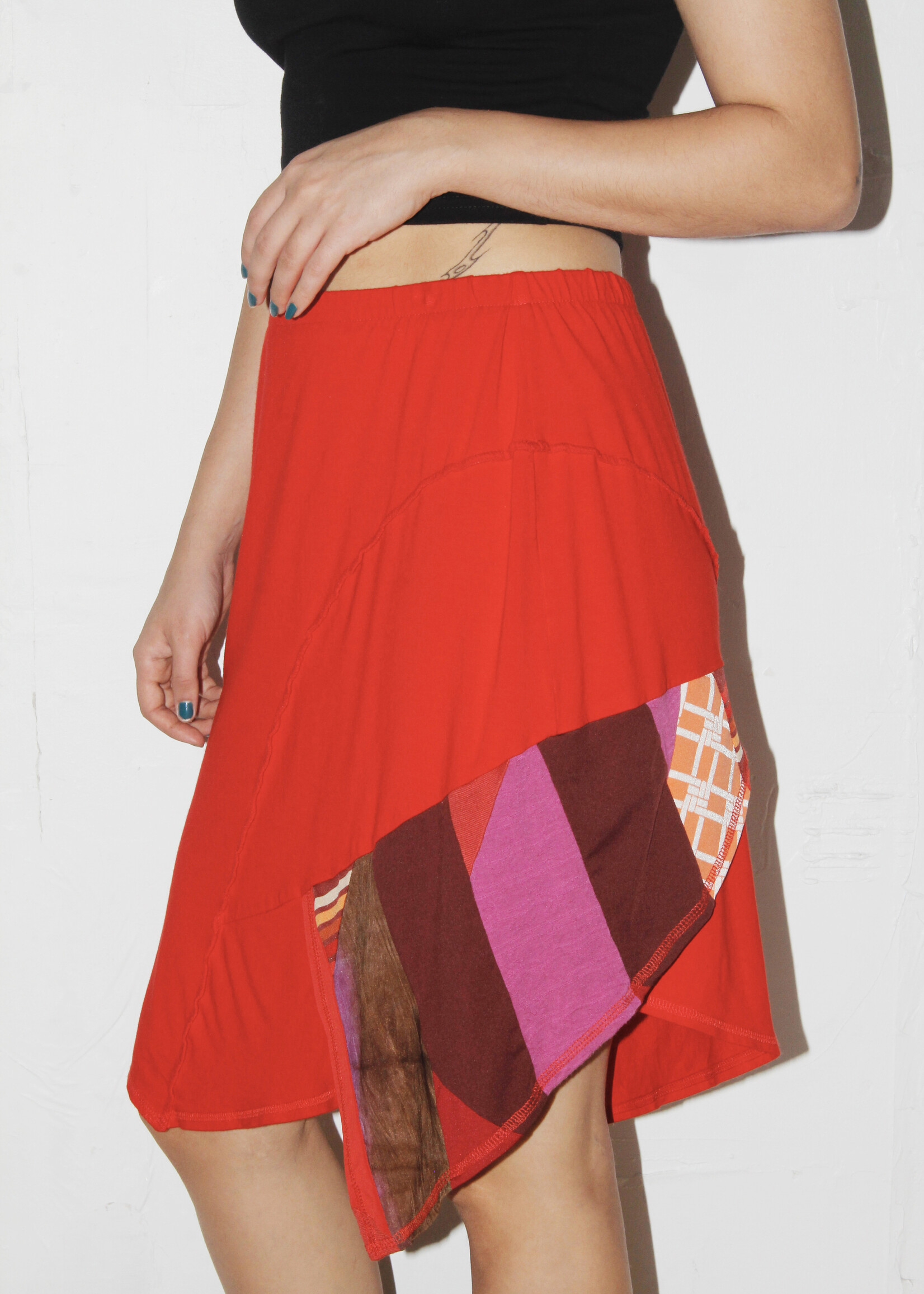 Vintage Vintage Red Patchwork Skirt - S/M