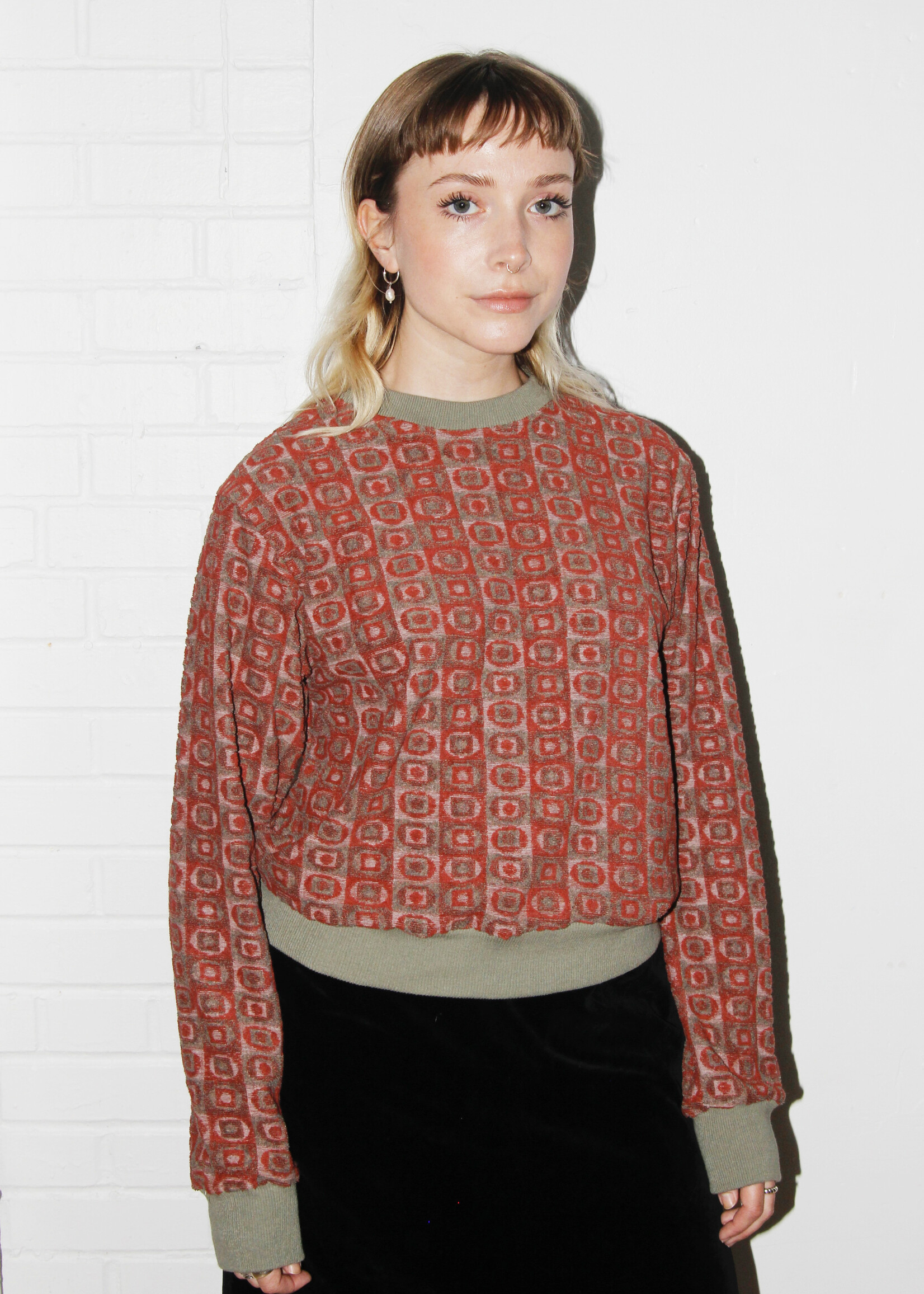 Studio Citizen Studio Citizen Crewneck Sweater in Rust Towel Print. Available at our Mile End Shop!! Email to order.
