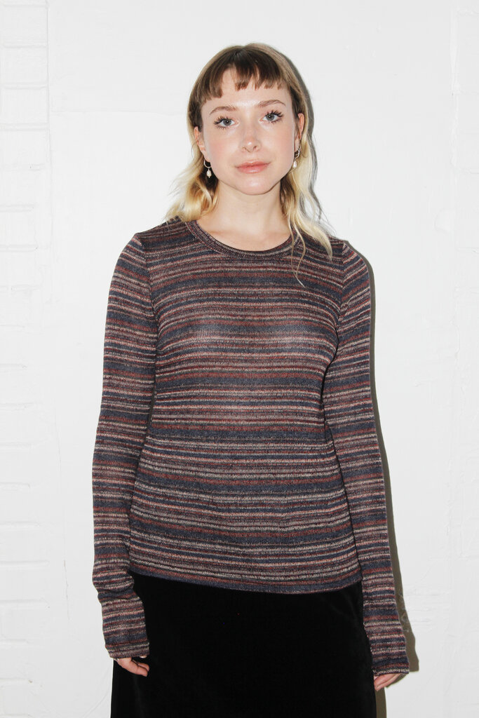 Studio Citizen Studio Citizen Long Fitted Top in Striped Knit