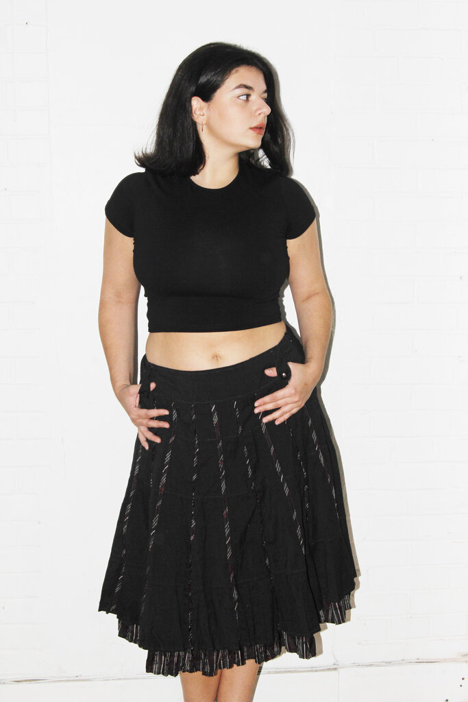Vintage Vintage Black Textured Skirt -  XL