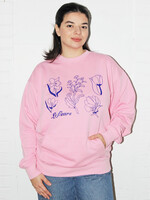 Baby's Baby Baby Pink  "Les Fleurs" Kangaroo Pocket Crewneck Sweater