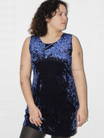 Vintage Blue Sparkly Crushed Velvet Dress - L/XL