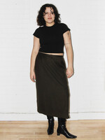 Vintage Green Wool Midi Skirt - XL
