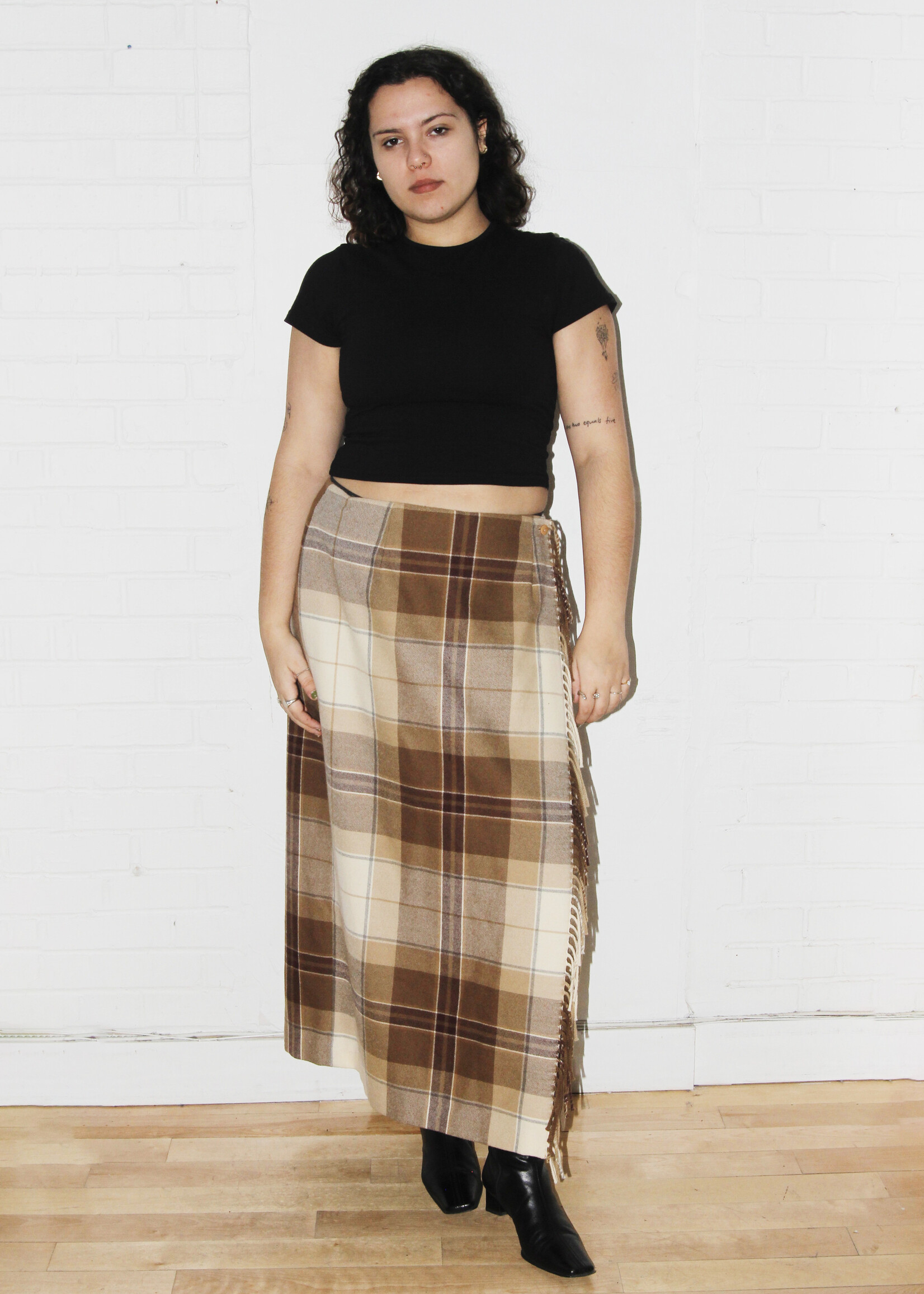 Vintage 1970s Mister Leonard by Len Wasser Plaid Maxi Skirt