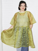 Studio Citizen Babydoll Dress in Sheer Iridescent Chartreuse