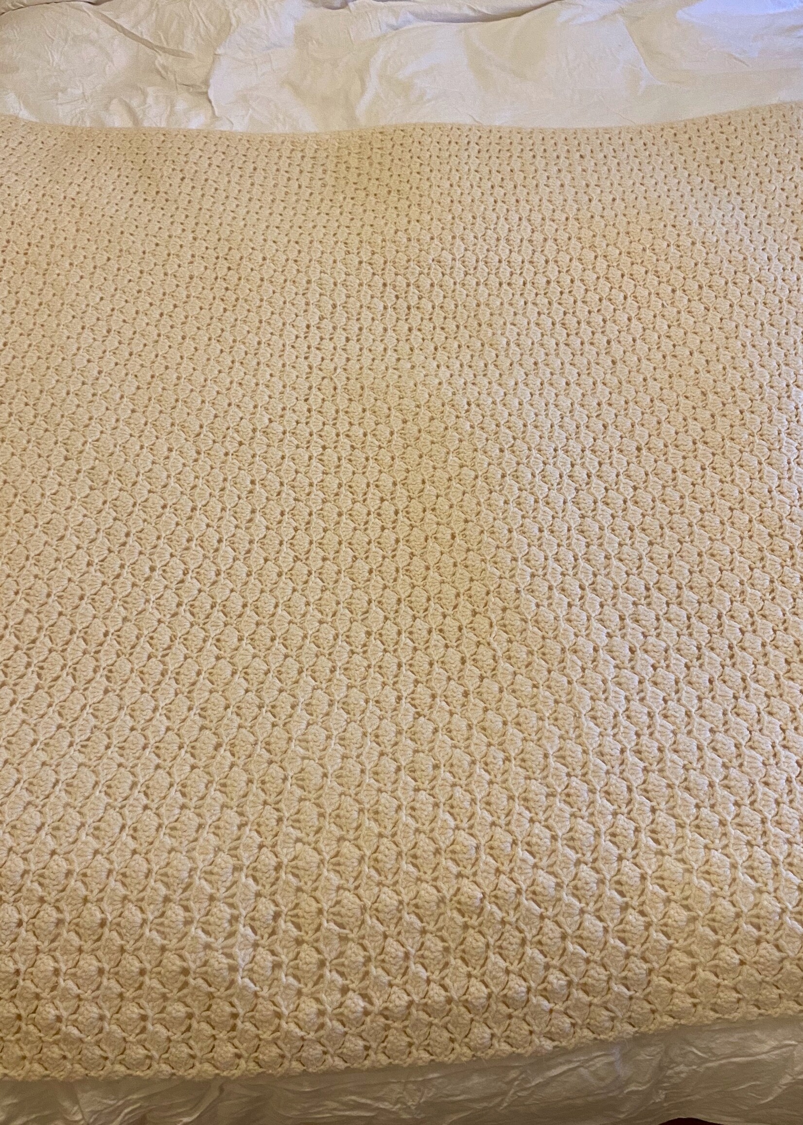 Vintage Cream Crochet Throw