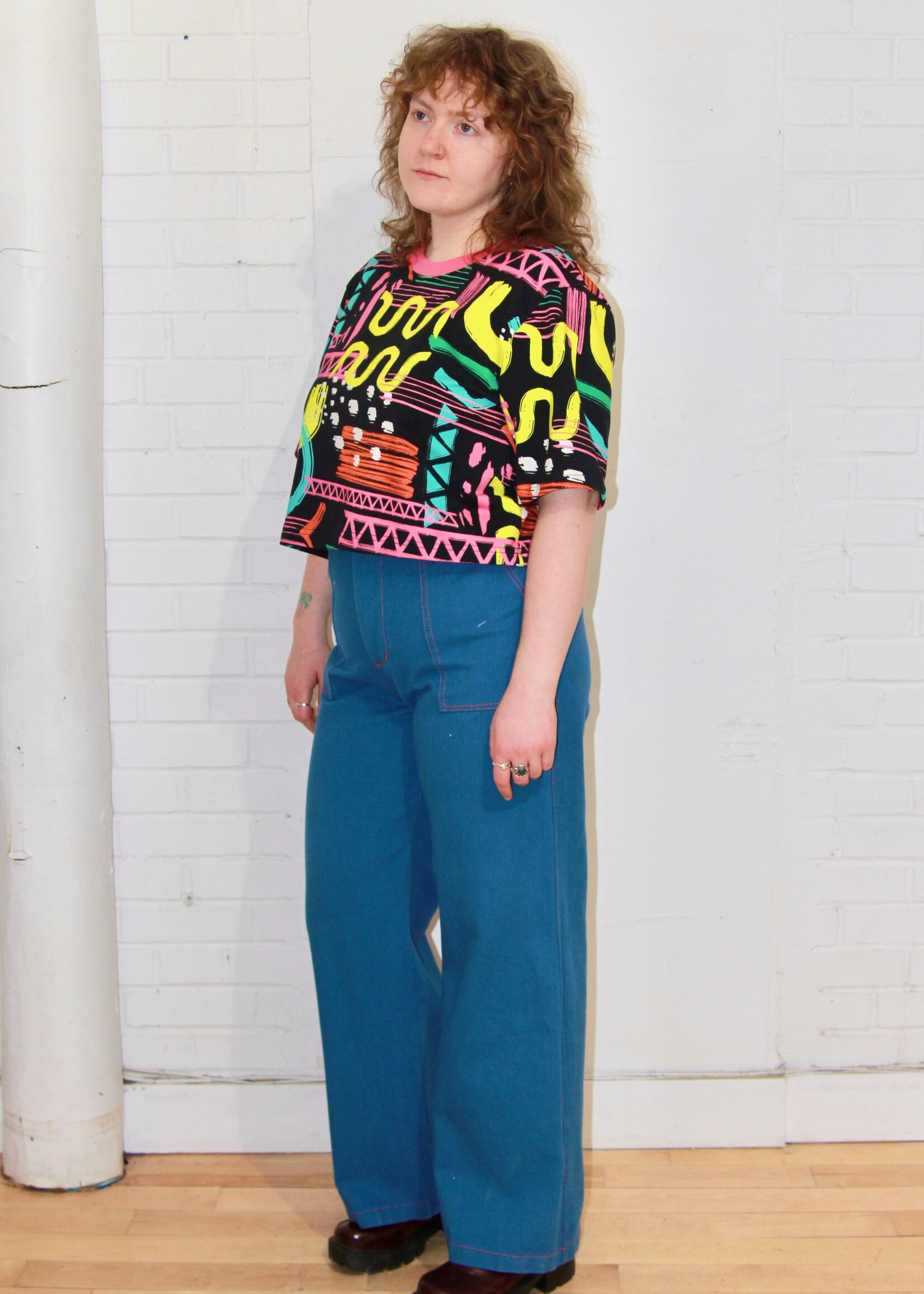 Studio Citizen Boxy Tee in Colourful Abstract Print