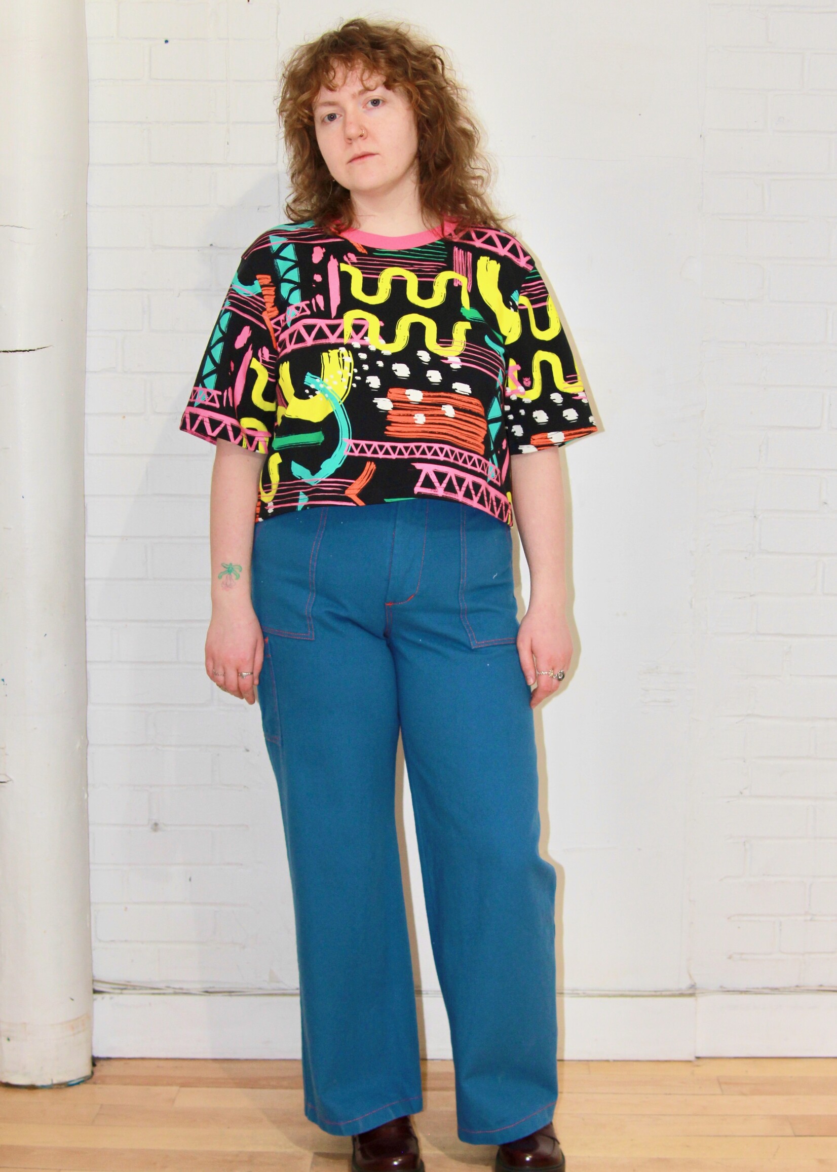 Studio Citizen Boxy Tee in Colourful Abstract Print