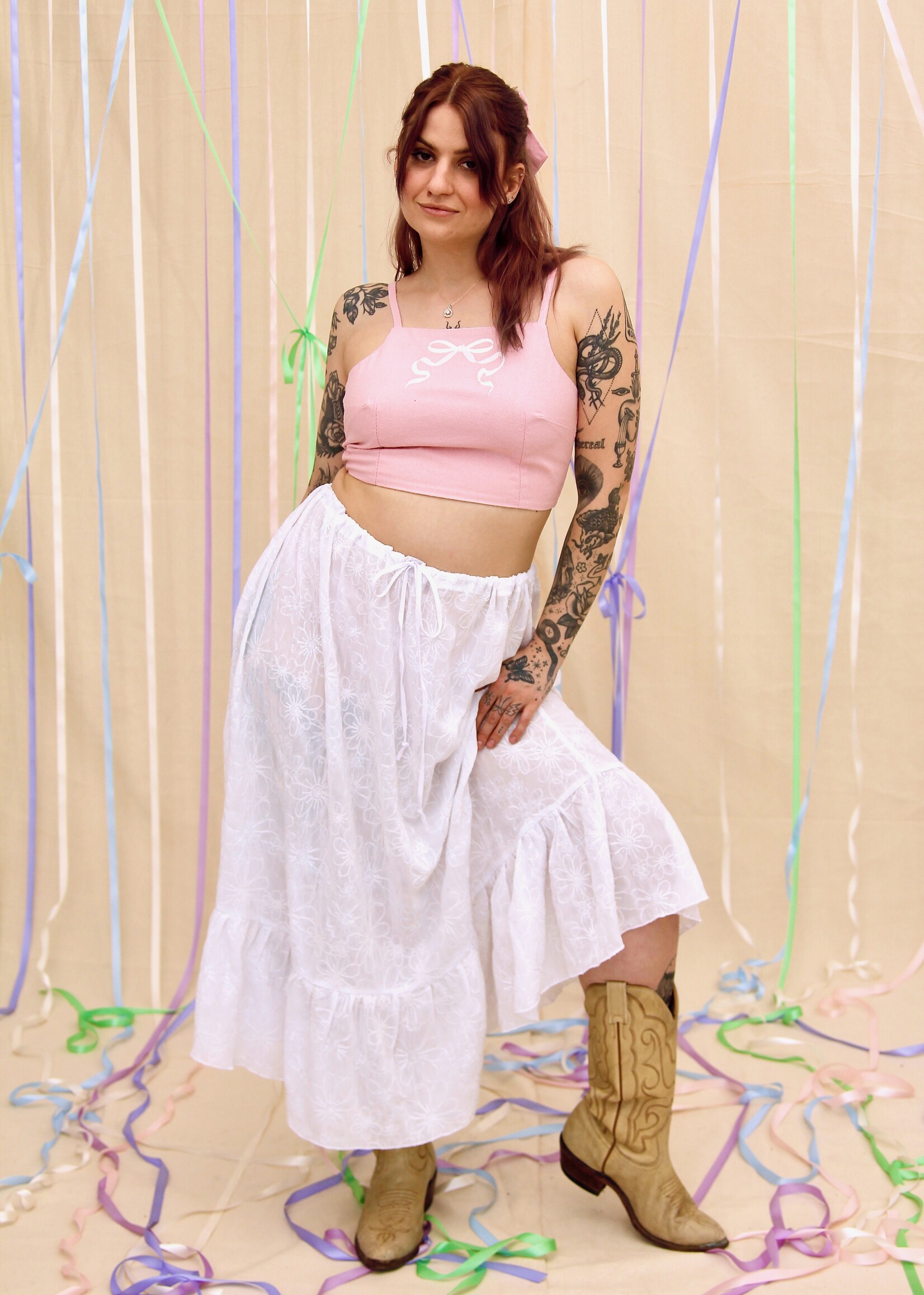 Studio Citizen Studio Citizen Tie-Back Top in Baby Pink Raw Silk