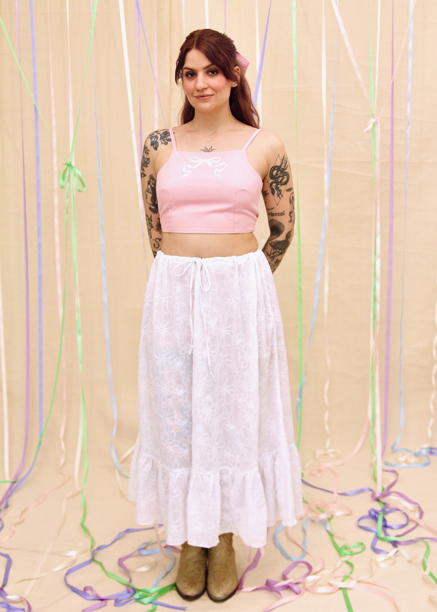 Studio Citizen Studio Citizen Tie-Back Top in Baby Pink Raw Silk