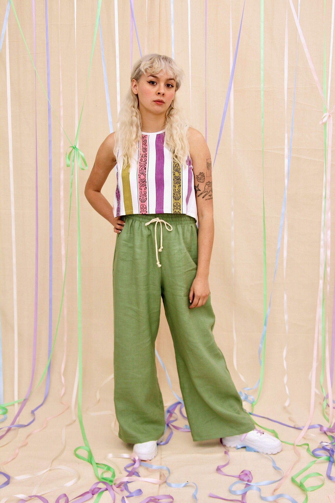 Studio Citizen Relaxed Pants in Sage Green Linen - CITIZEN