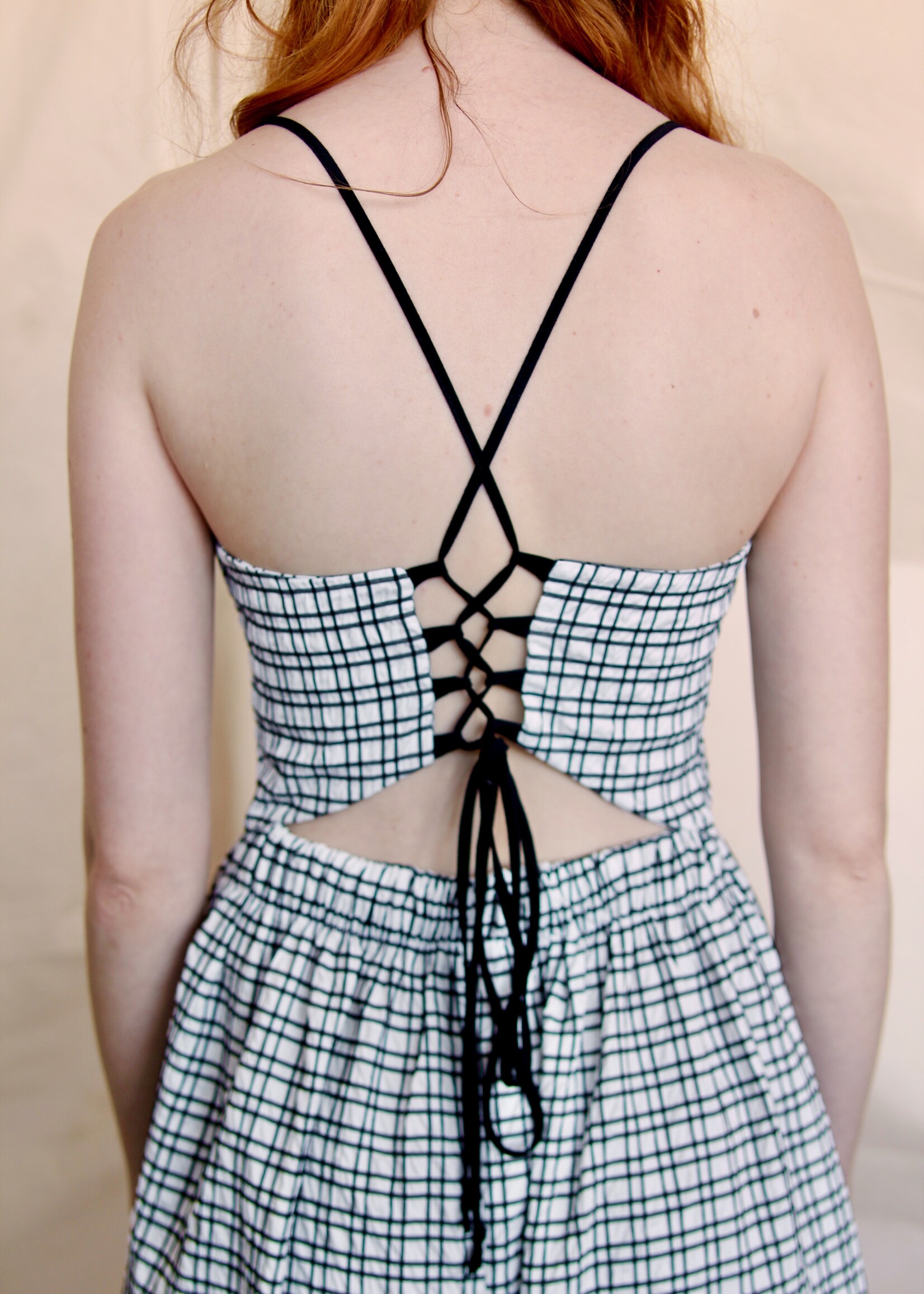 Studio Citizen Studio Citizen Maiden Lace-up Dress - Black and White Check