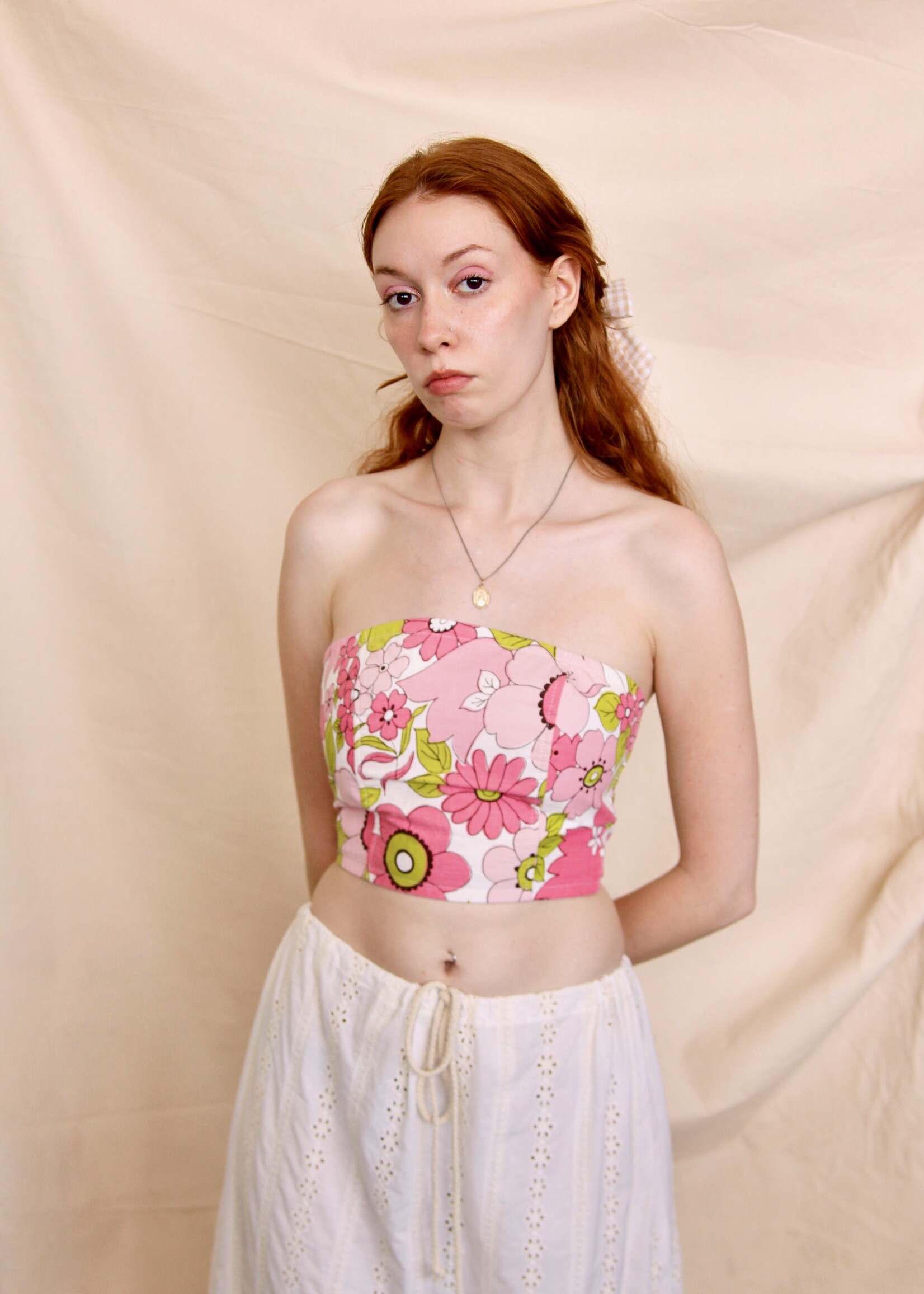 Studio Citizen Studio Citizen Upcycled Corset in 1960s Pink Floral - Size S