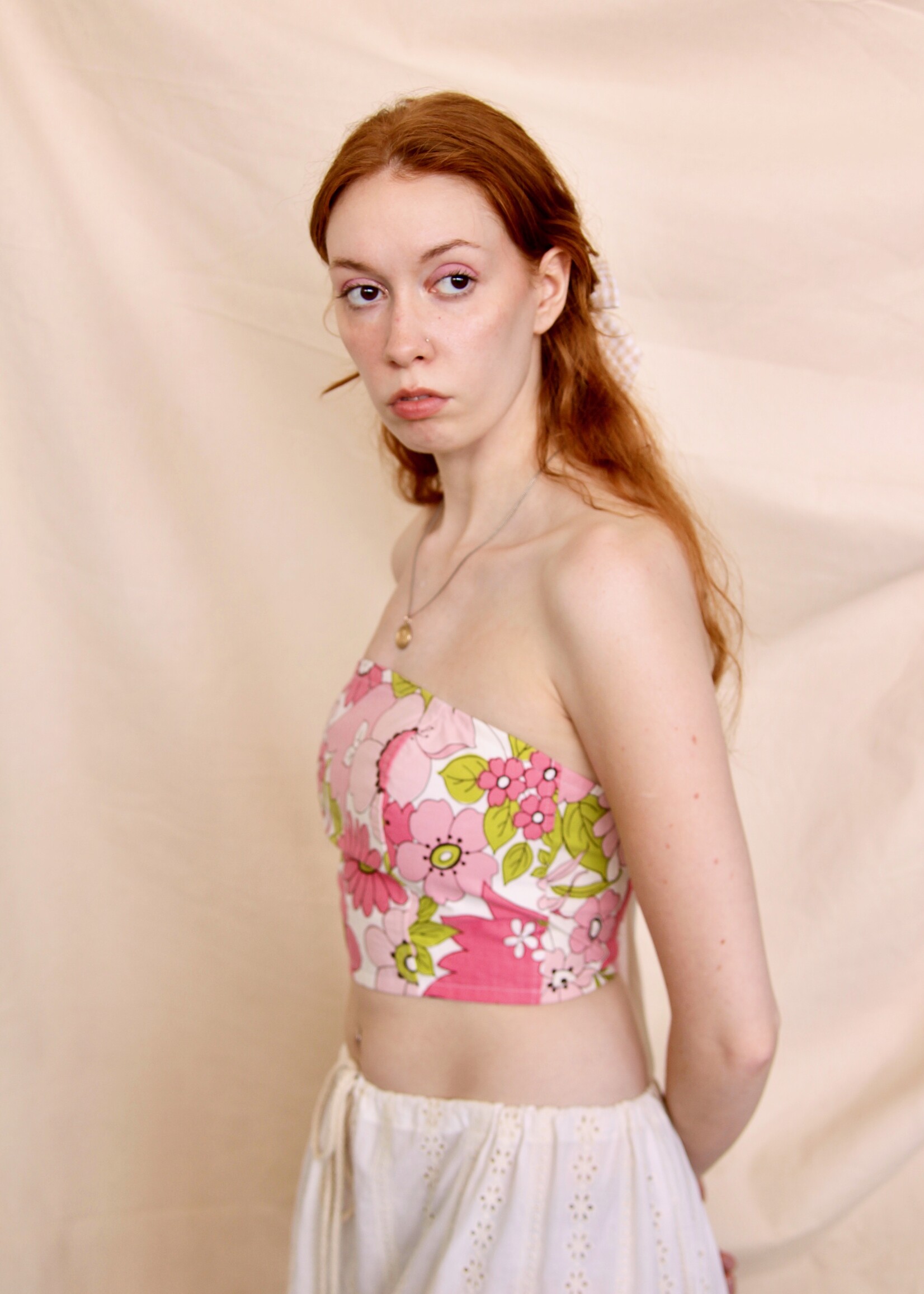 Studio Citizen Studio Citizen Upcycled Corset in 1960s Pink Floral - Size S