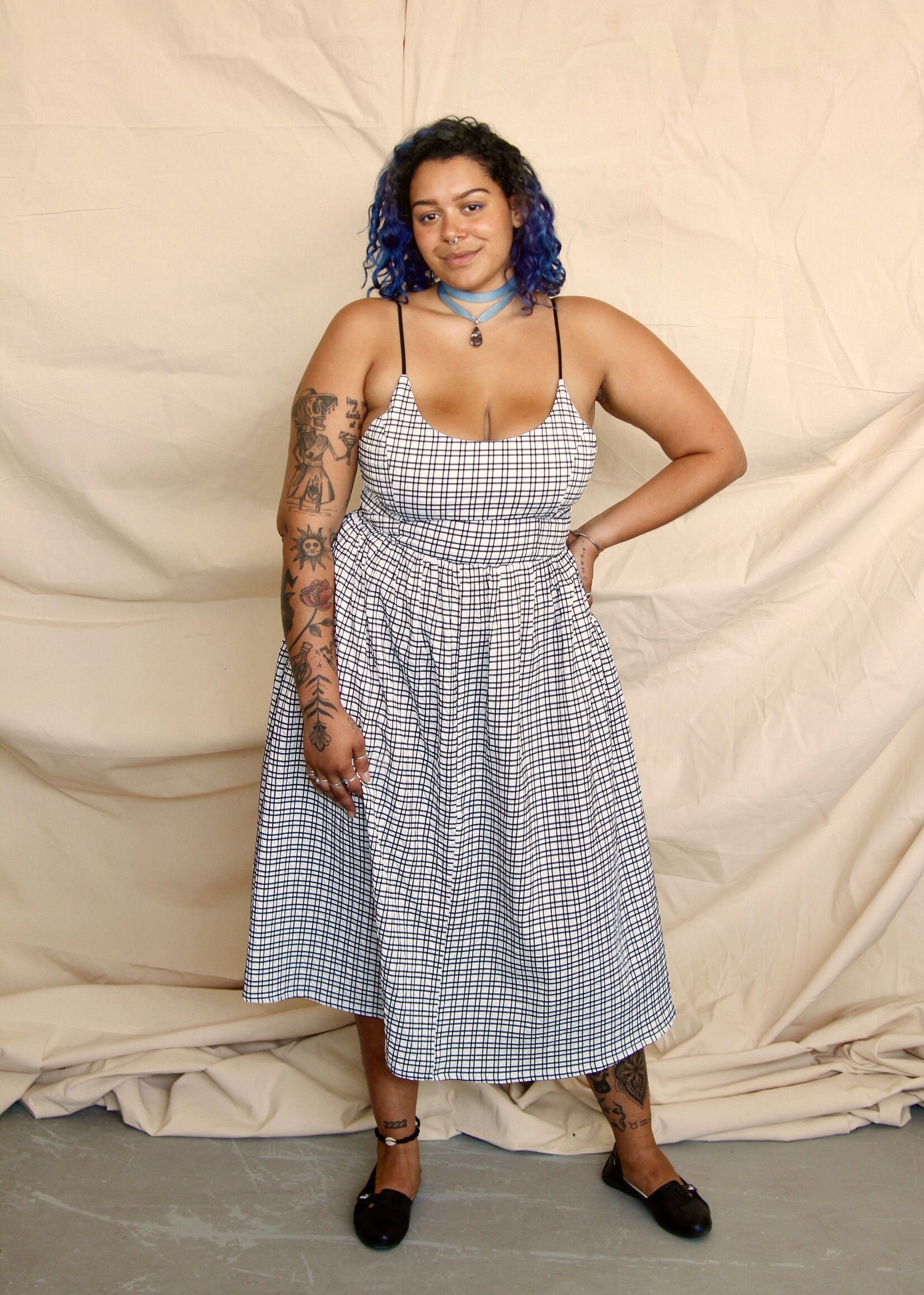 Studio Citizen Studio Citizen Maiden Lace-up Dress - Black and White Check