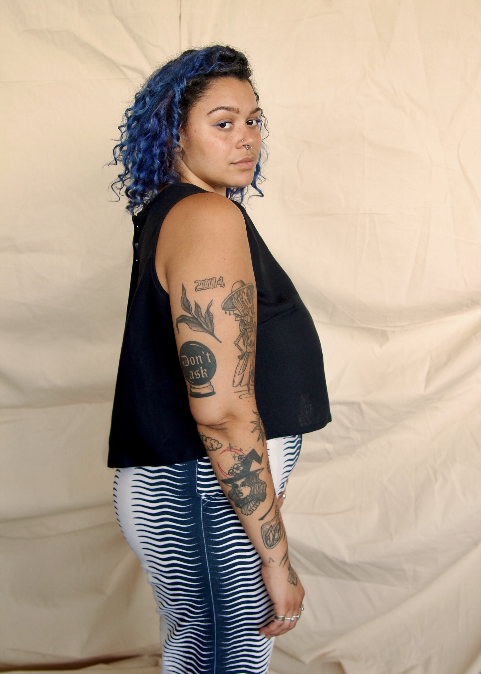Studio Citizen Studio Citizen Open Back Tank Top in Black Linen