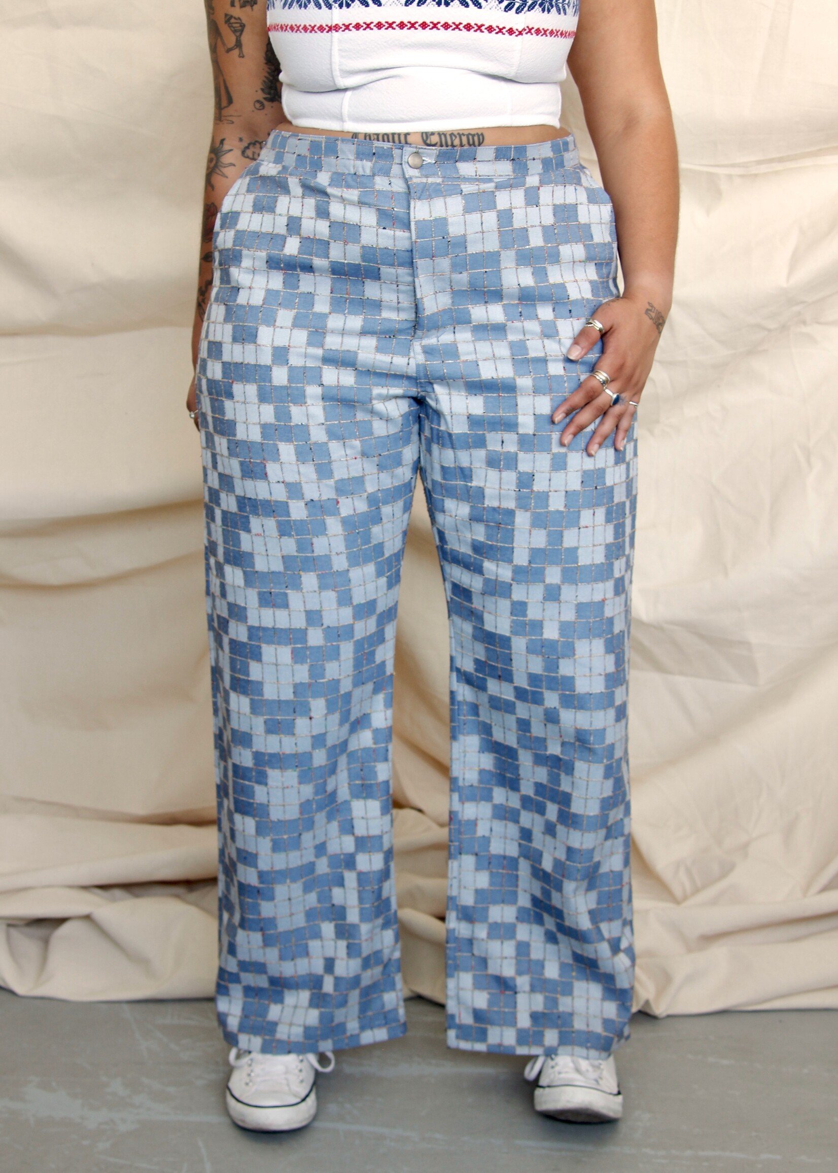 Studio Citizen Studio Citizen Extended Carpenter Pants in Checkered Patchwork