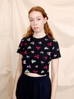 Studio Citizen Cropped Tee in Black Bow Print