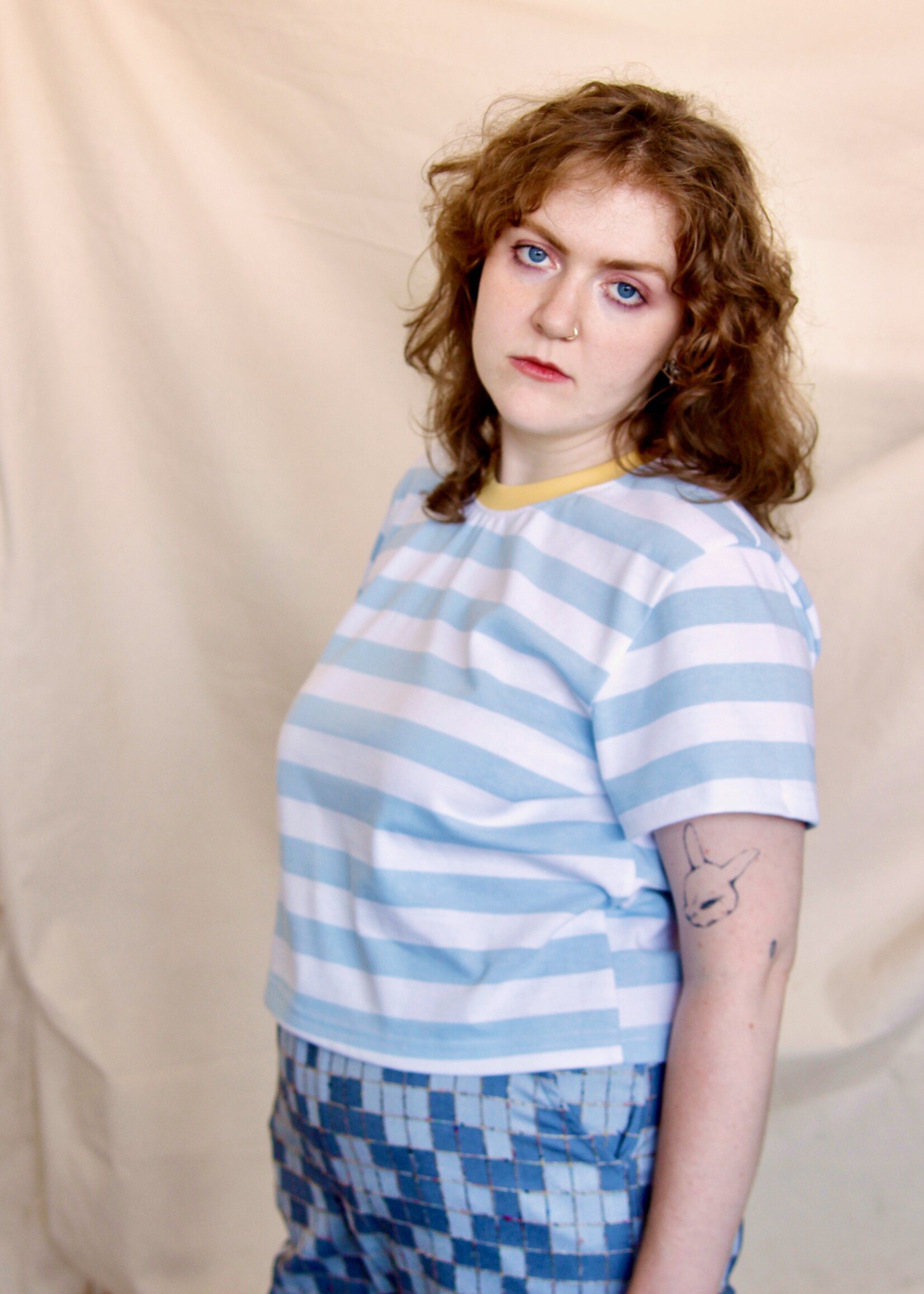 Studio Citizen Studio Citizen Cropped Tee in Blue Stripe