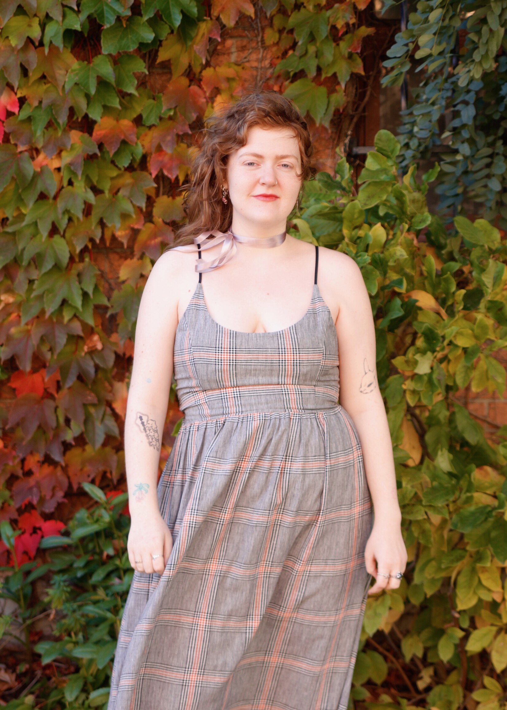 Studio Citizen Studio Citizen Maiden Dress in Black, Cream and Orange Plaid