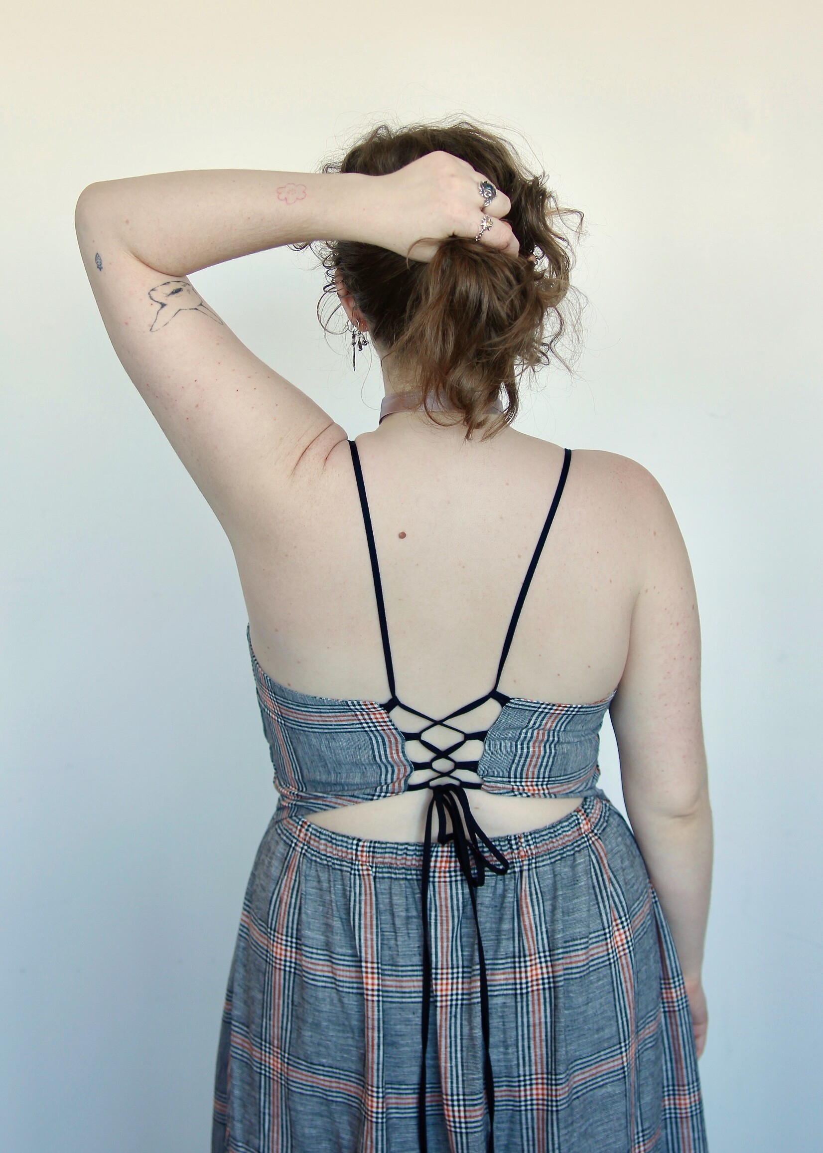 Studio Citizen Studio Citizen Maiden Dress in Black, Cream and Orange Plaid