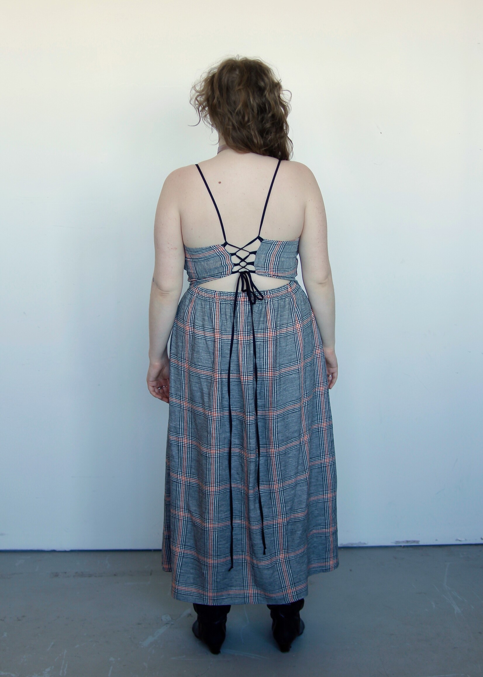 Studio Citizen Studio Citizen Maiden Dress in Black, Cream and Orange Plaid