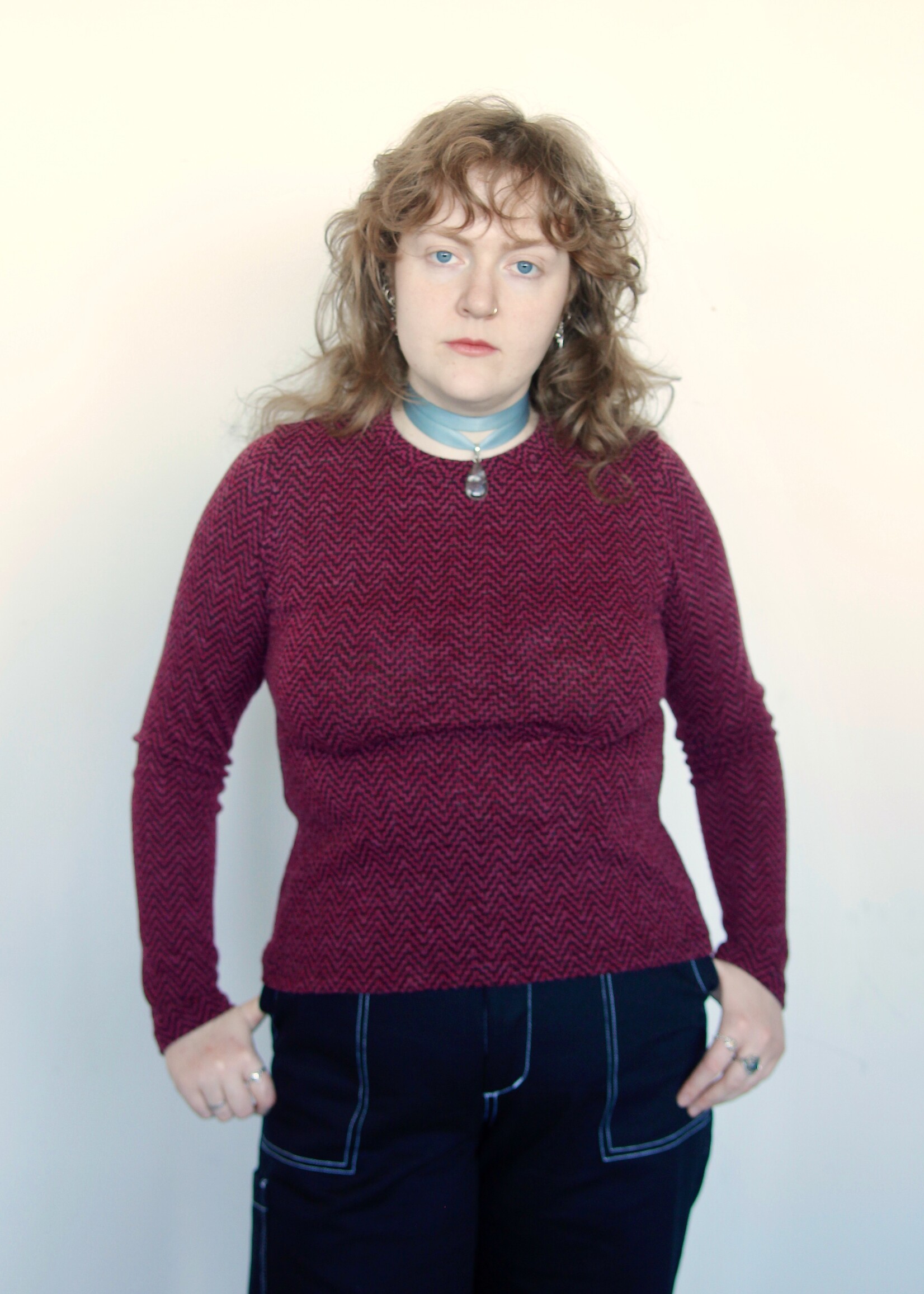 Studio Citizen Studio Citizen Fitted Top - Burgundy Zig Zag